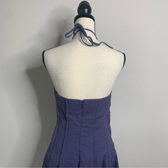 NWT Parker Berry Navy Halter neck Pleated Mini Dress - Picture 8 of 13